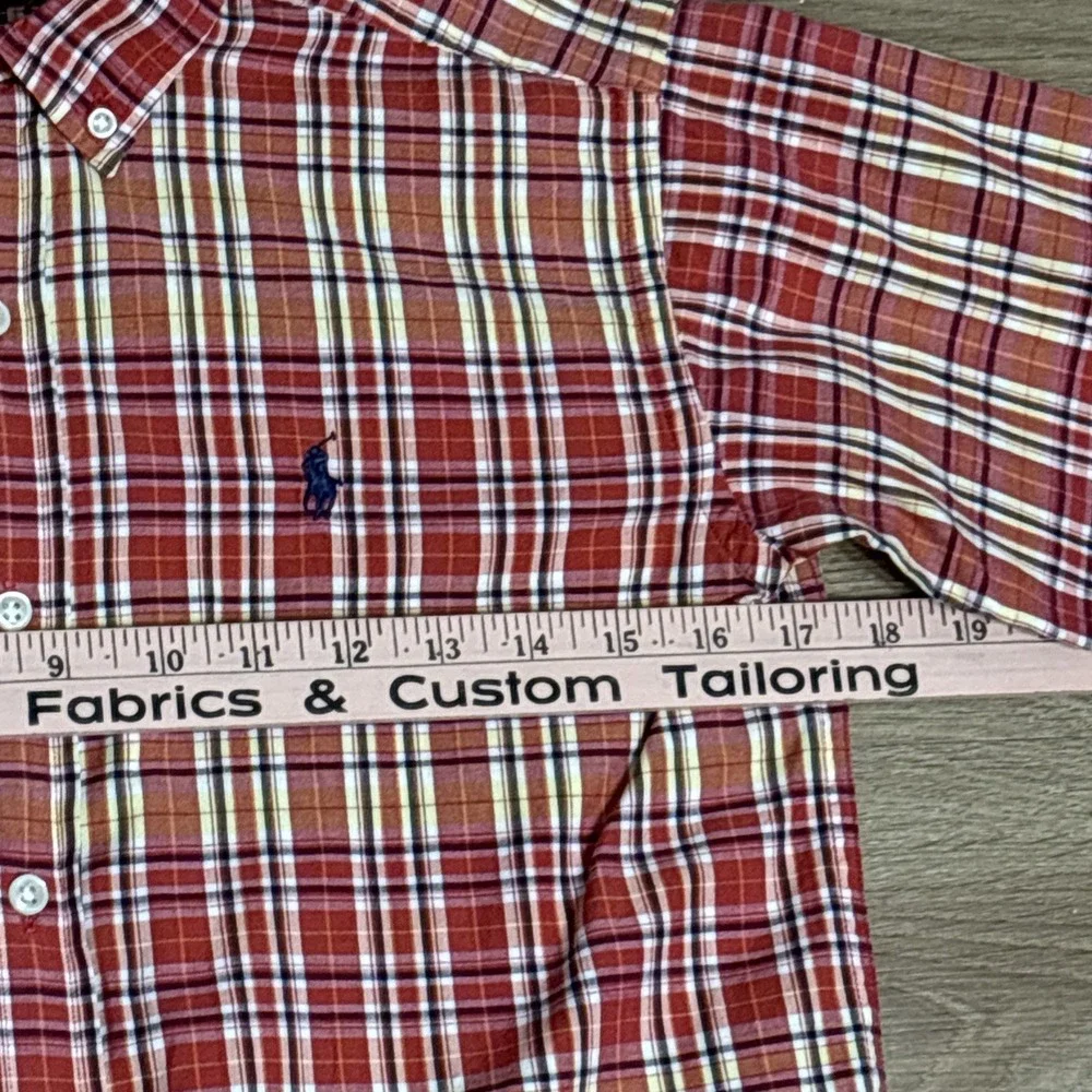 Polo Ralph Lauren Shirt Boys Size Medium 12/14 Plaid SS Button‎ Up Blue Pony